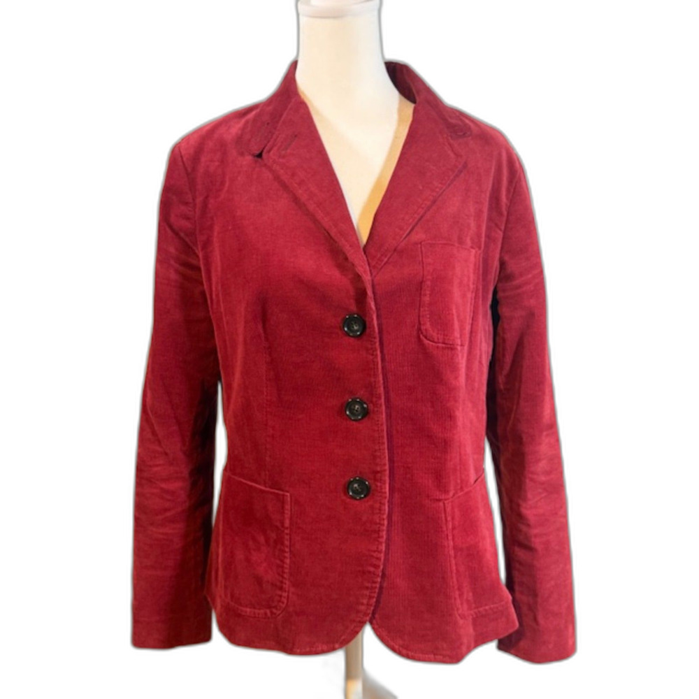 Talbots Burgundy‎ Corduroy Blazer 12P Petite Red